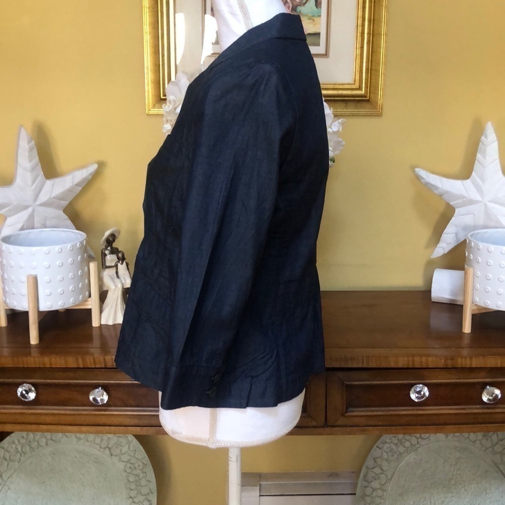 Kate Hill Women’s Light Weight Cotton Blue Denim Cropped Blazer/Jacket Size 10P - Picture 5 of 16